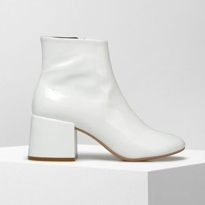 MM6 Maison Margiela patent ankle boots flared heel